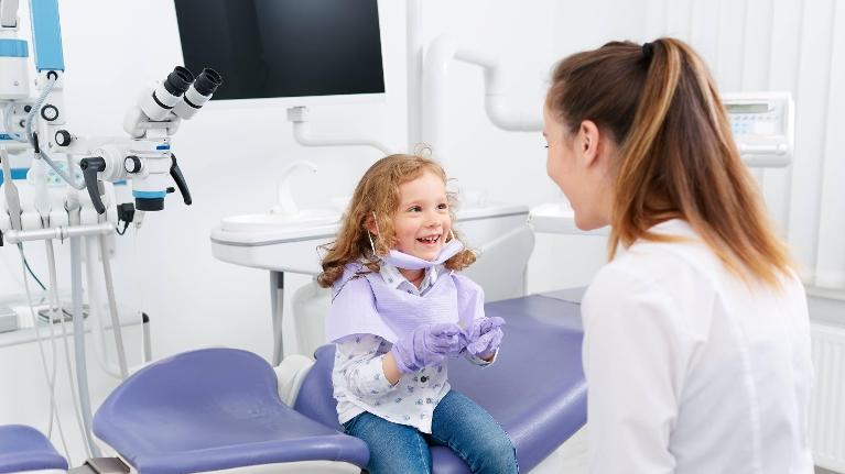 Child smiling during dental check at at Jerger Pediatric Dentistry