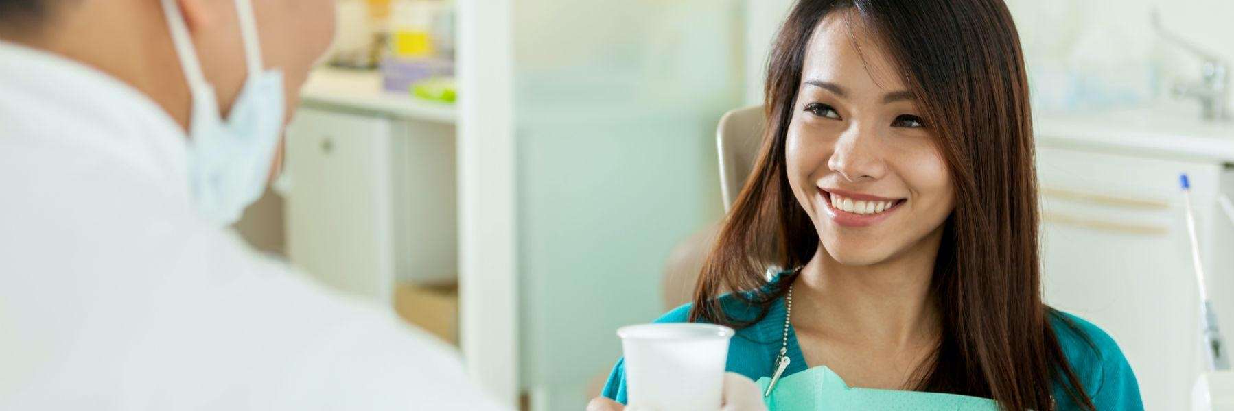 Kid smiling during oral health check up in Decatur, IL